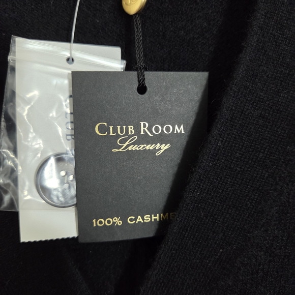 NWT Men's Cashmere Cardigan Sweater by Club Room Black Size Medium - Picture 7 of 11